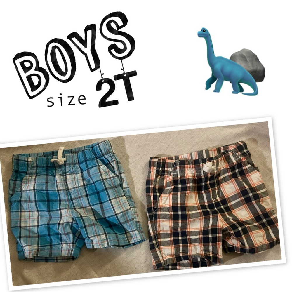 jumping beans Plaid Pull-On Shorts Duo - Teal Blue & Navy Orange